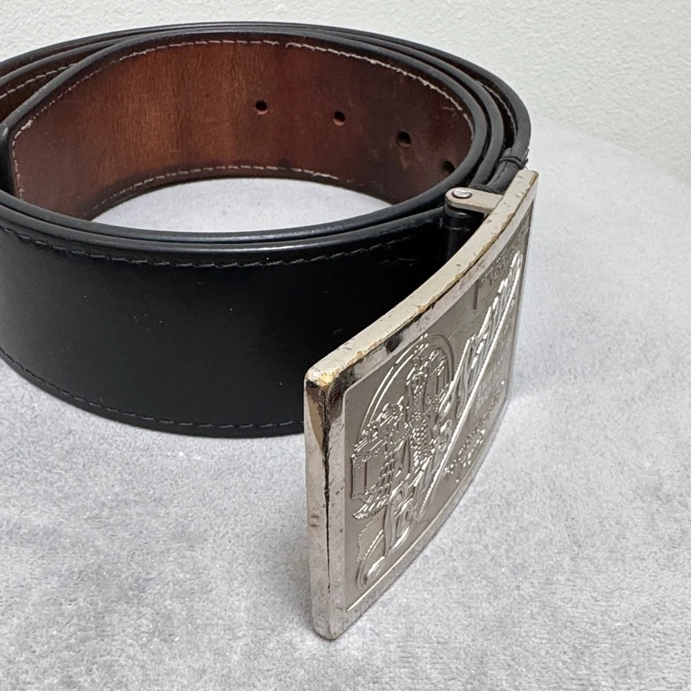 Louis Vuitton Black Belt with Engraved Silver Buckle size 95/38 - Picture 3 of 9